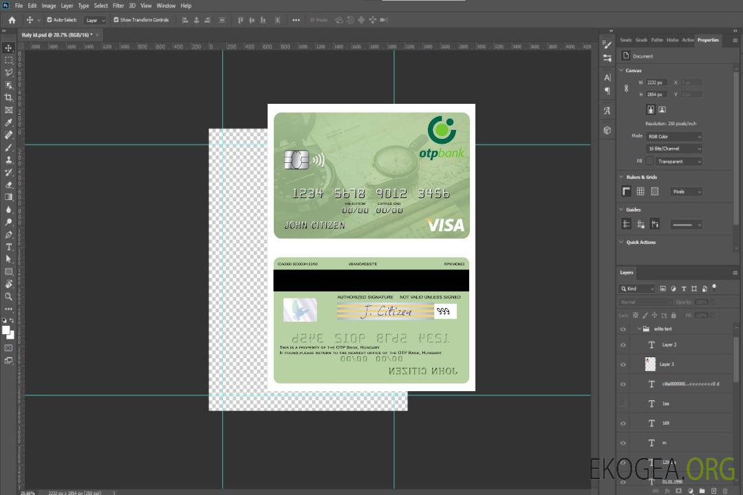Carte visa Hongrie OTP Bank template Carte visa Hongrie OTP Bank template
